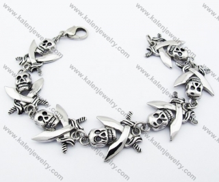 Two Sword Skull Biker Bracelet For Men - KJB170069