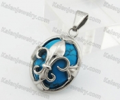 Stainless Steel Turquoise Fleur De Lis Pendant KJP600059