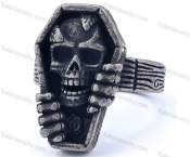 dark brushed finished skull ring KJRA00068MR