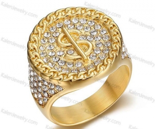 Dollar sign Hip Hop Ring KJR132-0017