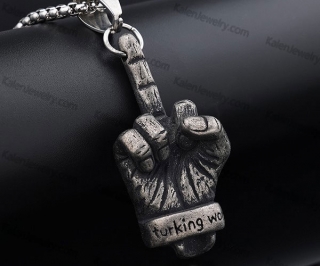 antique black middle finger pendant KJPA00093MR