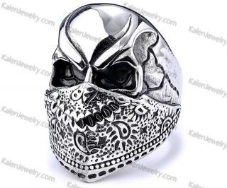 wearing mask skull ring with solid back KJRA00078MR