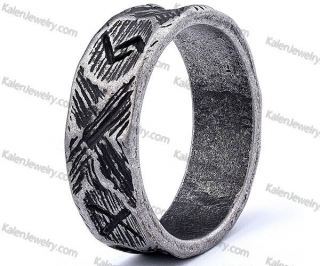 antique black Viking script ring KJRA00090MR