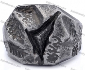 antique black steel meteorite ring with solid back KJRA00091MR