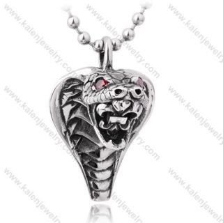 Stainless Steel Red Stone Eyes King Cobra Pendant - KJP350063
