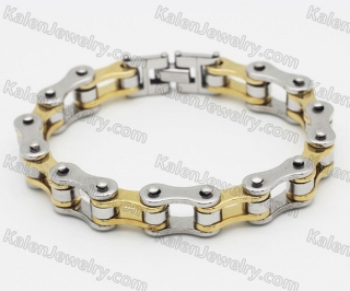 cheap two-tone steel motorcycle chain bracelet KJBA000035