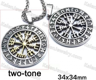 two-tone nautical compass pendant KJP128-0042